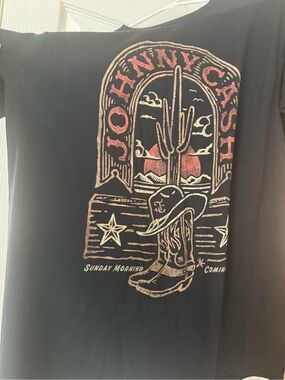 Johnny Cash Graphic Tee - Black with Red & Tan Print